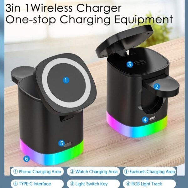 3-in-1 RGB Magnetic Wireless Charger - Image 7